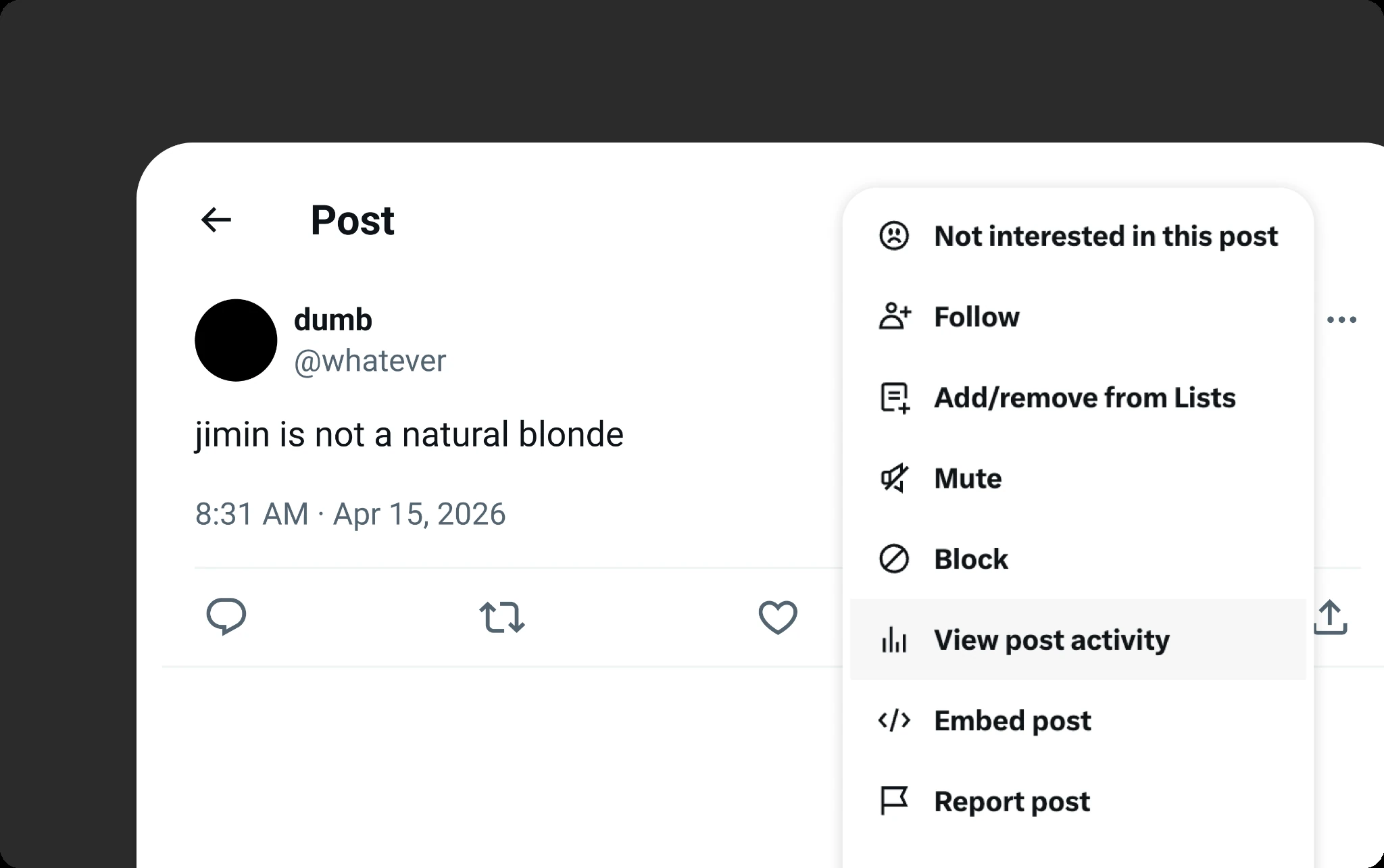 X repost page showing who reposted